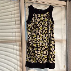 Plus Floral Sleeveless Dress - Black and Green